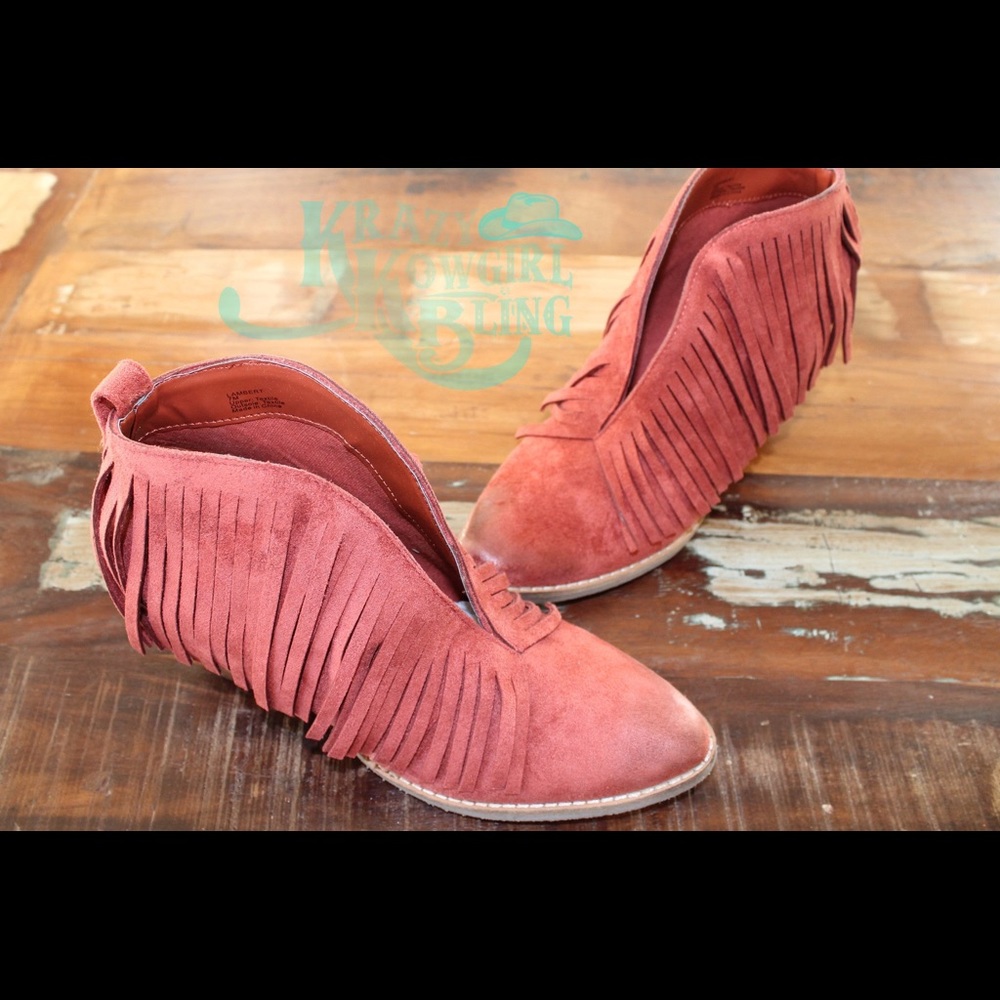 Coconuts By Matisse Fringe Booties Rust - image 2